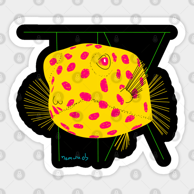 Yellow boxfish (Ostracion cubicum) Sticker by Namwuob